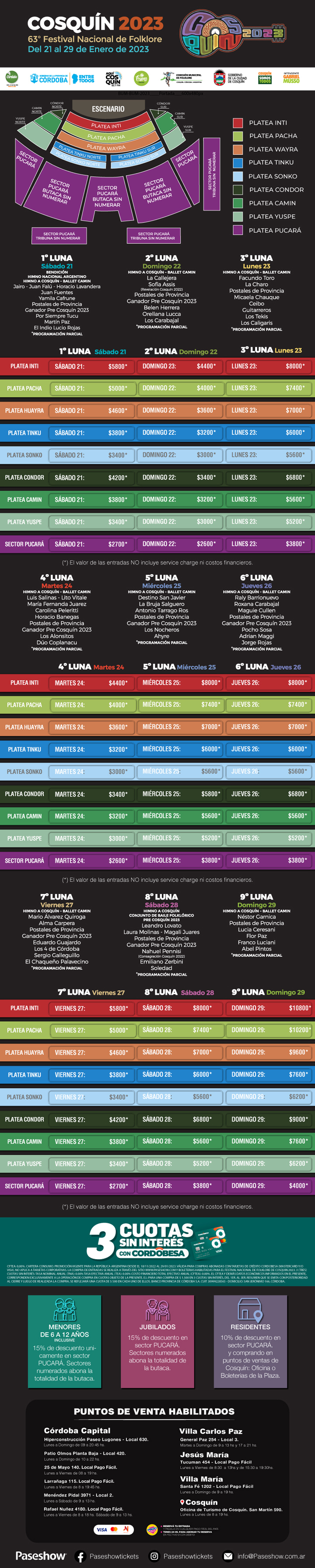 Grinfeld - Plano ubicaciones Festival de Cosquin 2023 - Descuentos